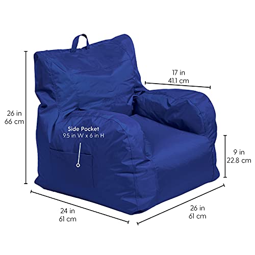 Factory Direct Partners 10484A-Nv Cali Big Bear Bean Bag Chair, Dirt, Tear, Water-Resistant Coated Oxford Nylon Cover, Durable Seating For Kids, Teens, Adults, Navy #TOP1