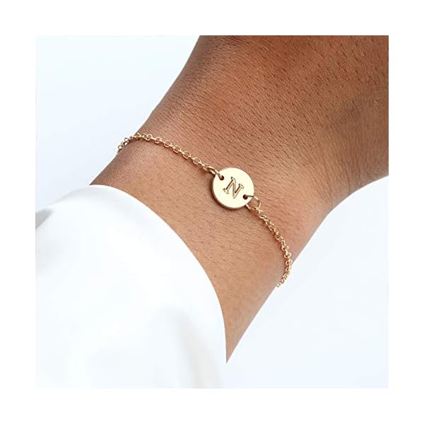 YANCHUN Initial Bracelet for Women Adjustable Round Disc Alphabet Letters Bracelet for Women - Image 3