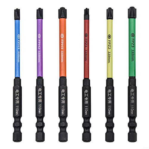 6Pcs 110Mm Magnetic Special Slotted Cross Screwdriver Bit For Electrician, Screwdriver Bit Set Magnetic Tip Fph Fpz #TOP14