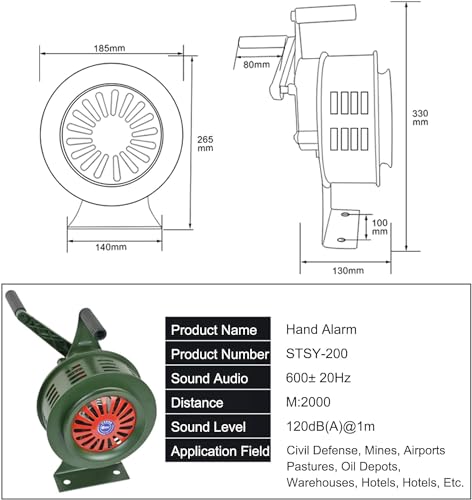 Sirena de manivela contra cortes de luz: alarma manual de aluminio 3