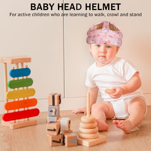 Image of Baby Head Protector Baby Helmet for Crawling Walking, No Bumps Safety Head Adjustable Protective Cap for Walking, Playing (Unicorn)