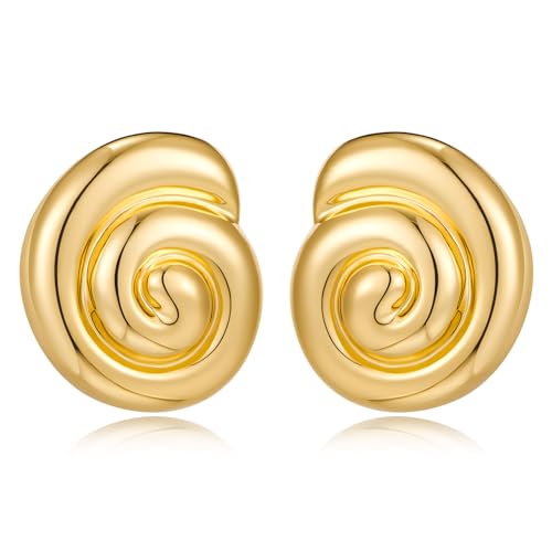 MUYAN Gold Ocean Conch Earrings for Women Fashion Spiral Shell Stud Earrings Beach Jewelry