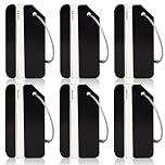 6 Pack Metal Luggage Tags for Suitcases, Waterproof Suitcase Tags for Travel Luggage Bag, Luggage Labels with Name ID Card for Family, Friends (Black)