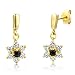 Produktbild Miore Damen-Ohrringe 9 Karat (375) Gelbgold 2 Saphire umrahmt von 12 Brillanten ca. 0,42ct Weiß/vs MA912EY