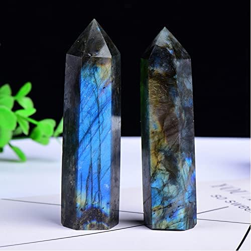 Healing Crystal Wand Pointed, Faceted Prism Bar for Reiki Meditation Therapy Deco, Gemstomes Gifts for Women, Crystals for Yoga Amulet Anxiety Relief and Spiritual Awakening, 6cm-7cm (Labradorite)