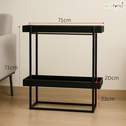 Image of ecofynd Ewan Plant Stands for Outdoor Balcony, Flower Pot Stand for Indoor Plants, Metal Planter Stand for Living Room, home decor, Indoor & Outdoor plants, 2 Tier, (PS046-BLK)
