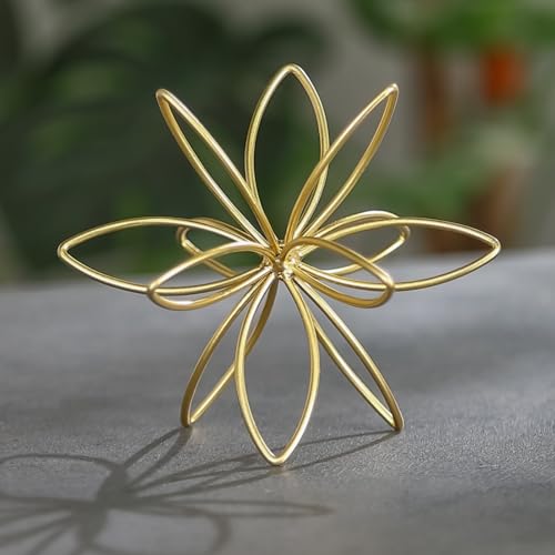 MOCOME 4.25" Gold Sphere Decor, Metal Handmade Floral Decorative Sculpture, Abstract Tabletop Decorative Ball for Home Metal Sphere Decor