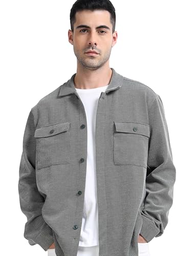 Image of StitchX Men's Stretchy Long Overshirt Melange Knitted Shacket