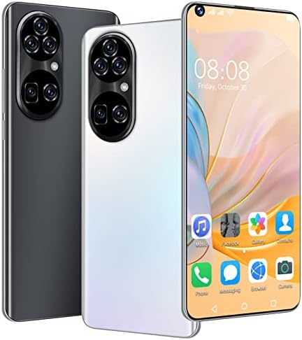 P50pro+ Dual SIM Face Unlock 6800mAh Battery 5G Mobile Phones Offers 8 GB RAM, 256GB ROM 4 Rear Cameras Android 11 Ten-Core Smartphone Face ID,Black,Large