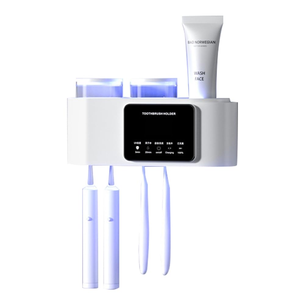 Portaspazzolino da parete Portaspazzolino elettrico, fori, organizer intelligente per spazzolino da denti con 4 fessure per spazzole, facile da installare
