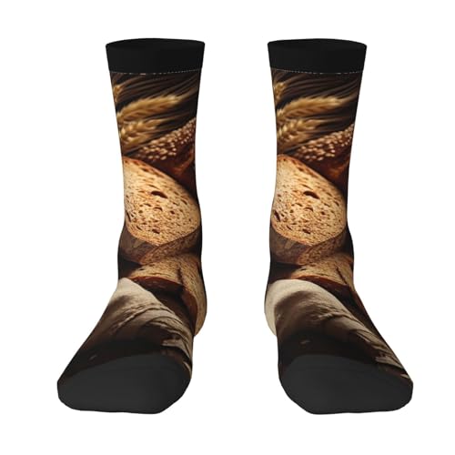 HLBSDM Calcetines deportivos unisex, informales, con diseño de pan y trigo, transpirables y novedosos para correr para adultos.