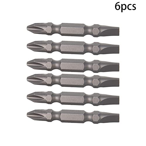 Auniwaig 1/4 Inch Hex Shank 1.97" Length Ph2/Sl6 Magnetic Double Ended Screwdriver Bits S2 Power Tool 6 Pcs #TOP1