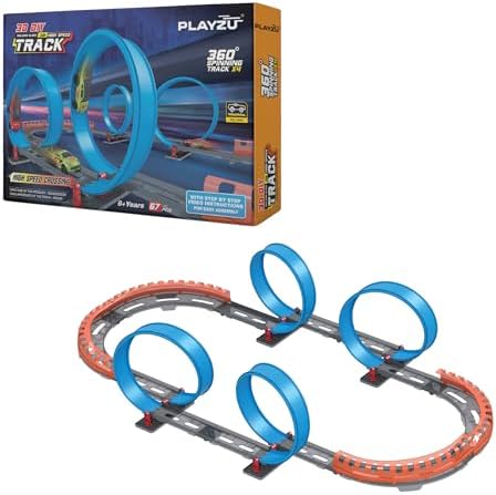 Buy Playzu 679113B - 66 pcs Four 360 Degree Loops Racing Track Game ...