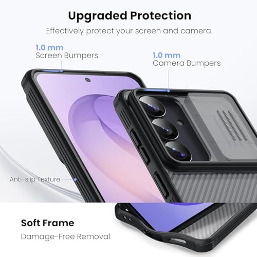Image of Nilkin Classic Series Compatible Samsung S26 Case with Camera Cover, [Camera Lens Protector] [Scratch-Resistant] [360 Full Protection] Shockproof Slim Phone Case (Transparent Black, S-26)