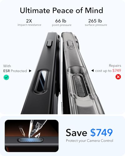 Image of ESR for iPhone 16 Pro Max Case,Camera Control Button Compatible with MagSafe, Military-Grade Protective Case, Built-in Stash Stand Phone Case Classic Series, Frosted Black