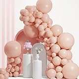 Double Stuffed Peach Pink Balloons Different Sizes 18/12/10/5 Inch, Double Stuffed Pastel Cream Blush Balloon Arch Garland for Boho Party, Baby Shower, Birthday, Weddings, Neutral Party(Cream Blush）