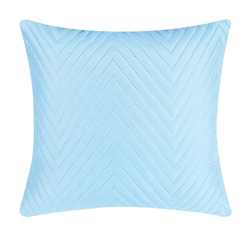 Image of RD TREND UltraSonic Microfiber Cushion Covers, 45 x 45 cm /18 x 18 inches, Set of 2, 250 TC,Back Zipper (Sky Blue)