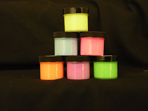 6 Color Daytime Visible Glow in The Dark Paint UV Reactive, Luminous, Glowing Fluorescent 1/2oz