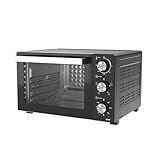 Superlex 21L Mini Backofen Mit Umluft, 1200W Tischbackofen, Einstellbar 70°C-230°C, 7 Heizmodi, 60 Min Timer, Backen/Grillen/Rösten, Pulverbeschichtetes Stahlgehäuse & Sicherheitsglas Tür