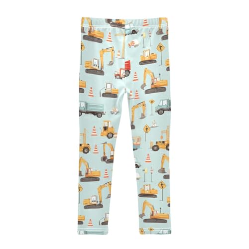 Boccsty Cartoon Road Signs Construction Vehicles Girls Leggings Kids Yoga Pants Dance Active Tights 4T2