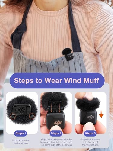 YOUSHARES DJI Mic Mini Wind Muff - 4 PCS Furry Microphone Windscreen for DJI Mic Mini Wireless Microphone to Reduce Wind Noise(Black) - Image 4