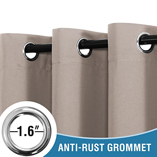 H.versailtex 100% Blackout Patio Curtains Thermal Insulated Curtains For Sliding Door Extra Wide Window Panels Full Light Blocking Grommet Curtains With Black Liner, W100 X L84 Inch - Natural Sand #TOP3