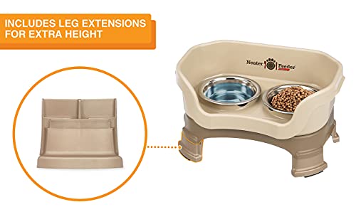 Neater Feeder Deluxe With Leg Extensions For Cats - Mess Proof Pet Feeder With Stainless Steel Food & Water Bowls - Drip Proof, Non-Tip, And Non-Slip - Cappuccino #TOP3