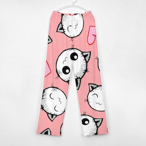 Pantalon de détente femme long à poches pyjama motifs chats taille S