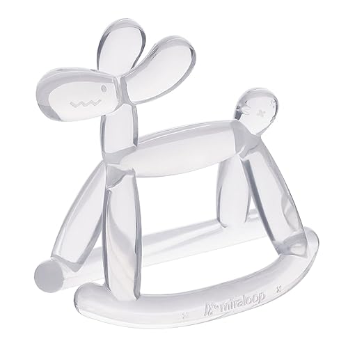 Image of Miraloop Teething Toy for Baby, Jellydog Never Drop Food Grade Silicone Rocking Teether, Prevent Choking & Odorless, Less Dust and Hair Adhesion, Baby Gift, Clear