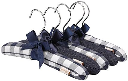 NEOVIVA Small Hangers for Infant Clothing, Baby Clothes Hangers Set of 5, Checked Navy