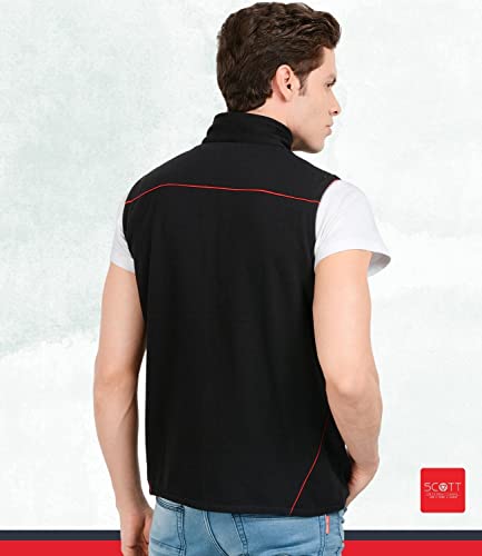 Image of Scott International Men's Blended Cotton Regular Fit Sleeveless Standard Length Casual Jacket