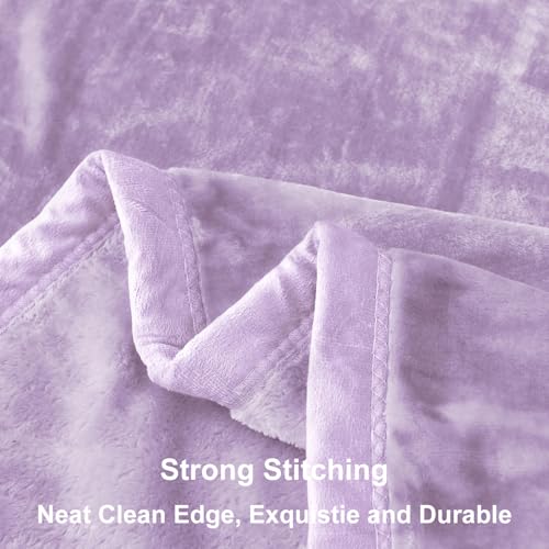 Image of JYK Fleece Plush Blanket - 3.5 LB, 1 Ply Lightweight Korean Style Mink Blanket, Queen 79 inch x 91 inch - Super Soft, Warm & Cozy, Microfiber Bed Blanket for All Seasons, Light Purple