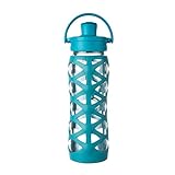 Lifefactory BPA-Free Glass Water Bottle with Active Flip Cap & Silicone Sleeve, 22 oz, Ultramarine