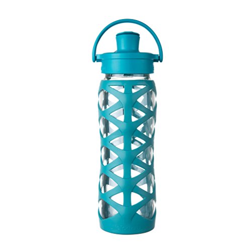 Lifefactory BPA-Free Glass Active Flip Cap and Silicone Sleeve Water Bottle, 22 oz, Ultramarine