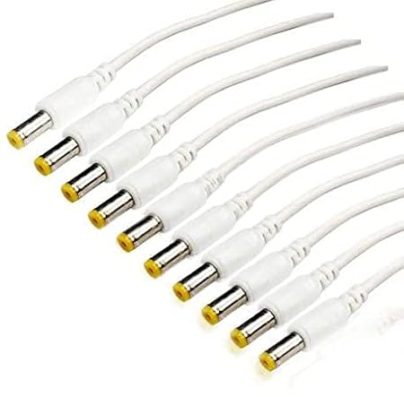 Wizzo (Pack of 10 Pieces) 12V DC Power Pigtail Male 2.1mm Cable Plug Wire for CCTV Camera 16CM Moulded Connector Wire - (White)