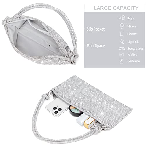 Bostanten Rhinestone Purse Sparkly Bag Silver Diamond Purses For Women Upgrade Evening Prom Rhinestone Handbag Hobo Bag #TOP5