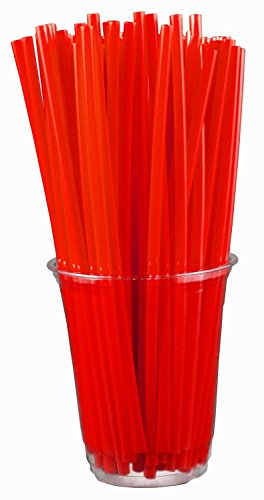 Red Straws (250 Count) 8-Inch Plastic Drinking Straws - Unwrapped