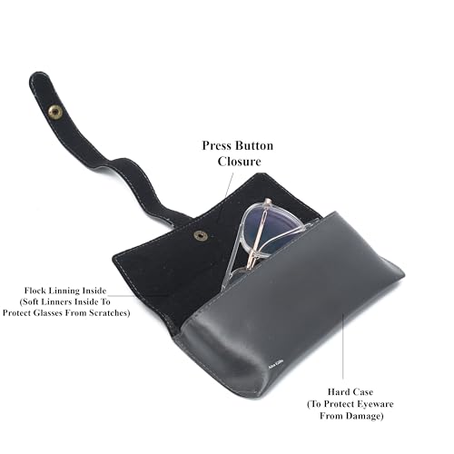 Image of AICA Personalised Name & Charm Leather Sunglass Case Cover for Men & Women | Hard Case Eyewear Cover