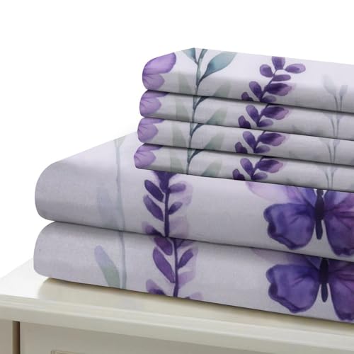 Housse de couette papillons violets impression 3D aquarelle haute définition - 7
