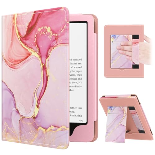 Image of MoKo Case for 7 inch /6.8 inch Kindle Paperwhite(12th /11th Gen-2024 /2021) & Colorsoft Signature Edition,Slim PU Shell Cover Case with Auto-Wake /Sleep,Not for kobo Aura 2 /Remarkable, Light Pink Gold Marble