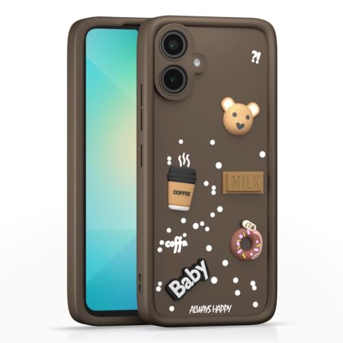 Image of Bintage Cute Fun Ball | Taddy Cartoon 3D Smiley Coffee Cup | Milk Donut | Full Camera Protection Back Cover Compatible for Samsung F05 / M05 / A05 4G - Brown