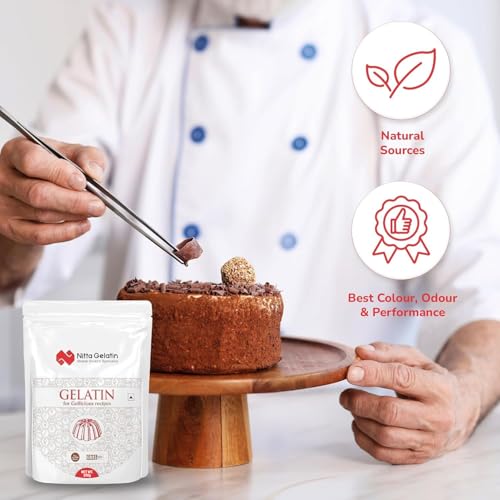 Image of NITTA GELATIN Premium Gold 200 Bloom Gelatin of International Standard (Unflavoured) Best for Cake, Pudding, Jelly, Entremets & Desserts (200 gm)