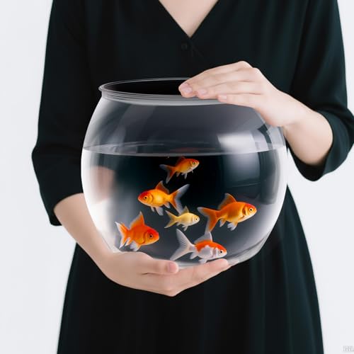 Image of Geelin 1.5 Gallon Plastic Fish Tank Large Bowl Shatterproof with Crystal Clear Clarity for Terrarium, Flower Vase Centerpiece Gift for Fish Lovers (Round)