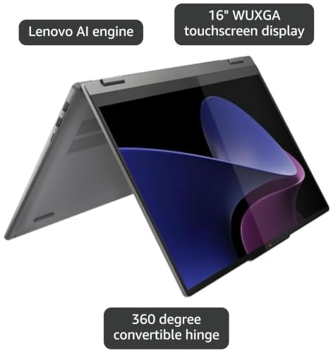 Image of Lenovo IdeaPad 5 2-in-1 with AMD Ryzen 7 8845HS Processor, 16 inch WUXGA Touchscreen Display, 16GB LPDDR5X RAM, 1TB SSD, Digital Pen, Backlit KYB, FP Reader, and Win 11 Home