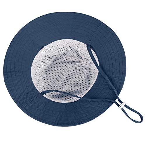 LACOFIA Chapeau de Soleil Bob Réglable pour Bébé Bonnet d'été pour Enfant Garçon Bord Large pour Piscine/Plage/Natation/Extérieure Bleu Marine 6-24 Mois – vue 3