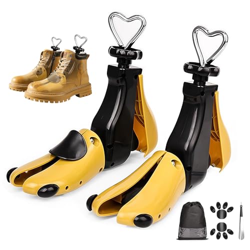 VerTrinix 2 Pieces Shoe Stretcher for Men and Women-Four Way Shoe Trees Shoe Widener Adjustable Width and Length Suitable for Shoes that Are Too Narrow Shoe Expander for Boots SneakersYellow 3.5-8