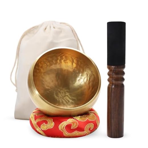 Cuenco Tibetano 8CM Hecho a Mano con Mazo de Madera Cojín y Bolsa – Cuenco Sonoro para Meditación Yoga Chakras y Relajación