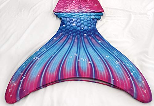 YITU Girls Mermaid Tails for Swimming Bikini Set Princess Cosplay Bathing Suit Set - Pink bue sea 3pcs-110