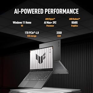 ASUS TUF Gaming A14 Copilot+ PC Gaming Laptop, 14” WQXGA 16:10 165Hz Display, AMD Ryzen™ AI Max+ 392 Processor, 32GB LPDDR5X, 1TB PCIe® Gen 4.0 SSD, Wi-Fi 6E, Windows 11 Home, FA401, Jaegar Gray — photo 2 of 6
