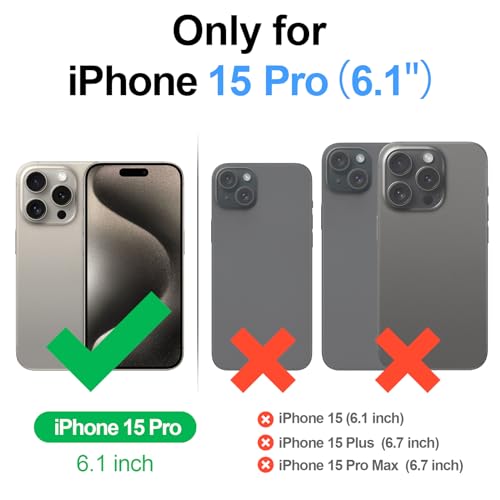 Antsturdy Compatible with iPhone 15 Pro Wallet Case Card Holder?RFID Blocking? PU Leather Phone Case Women Men flip Protective Cover Wrist Strap Zipper Credit Card Slots,for Apple 15 Pro,Wine Red